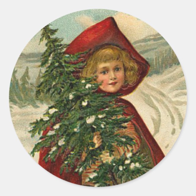 Viktorianischer Weihnachtsaufkleber Runder Aufkleber (Vorderseite)