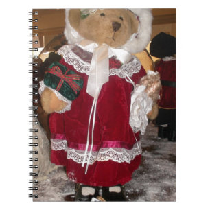 Viktorianischer Weihnachtsbär mit Puppe Vintage Notizblock