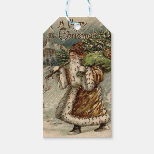 Viktorianischer Weihnachtsbaum Geschenkanhänger (Vorderseite)