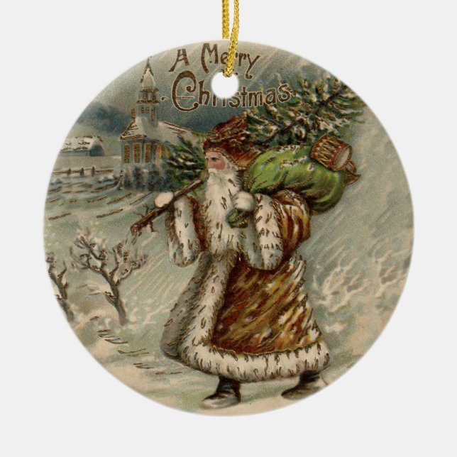 Viktorianischer Weihnachtsbaum Keramik Ornament (Vorne)