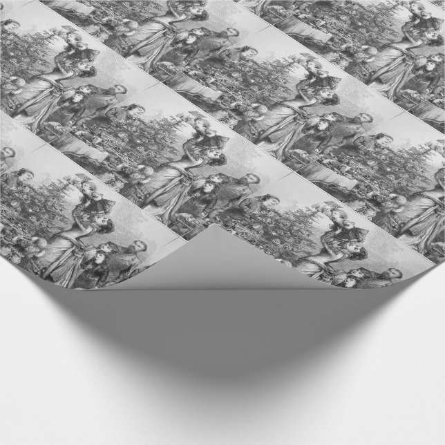 Viktorianischer Weihnachtsbaum-Star Geschenkpapier (Ecke)