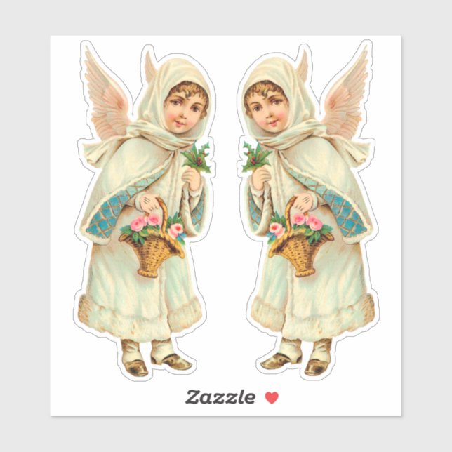 Viktorianischer Weihnachtsengel ausgeschnitten Aufkleber (Blatt)