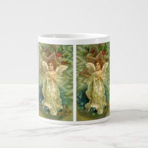 Viktorianischer Weihnachtsengel mit antiker golden Jumbo-Tasse