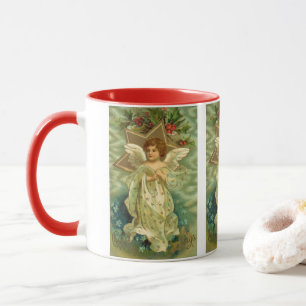 Viktorianischer Weihnachtsengel mit vintage Goldst Tasse