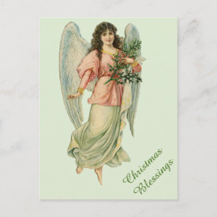 Viktorianischer Weihnachtsengel Vintage-Segenskart Feiertagspostkarte