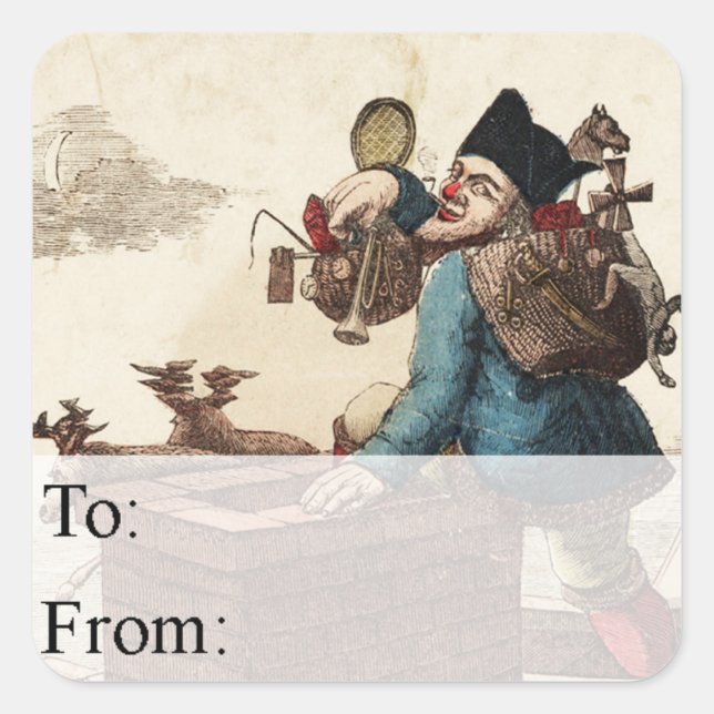 Viktorianischer Weihnachtsgeschenk-Tag Quadratischer Aufkleber (Vorderseite)