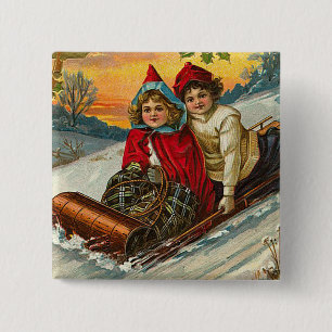 Viktorianischer Weihnachtsknopf Button