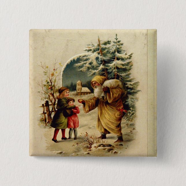 Viktorianischer Weihnachtsmann Button (Vorderseite)
