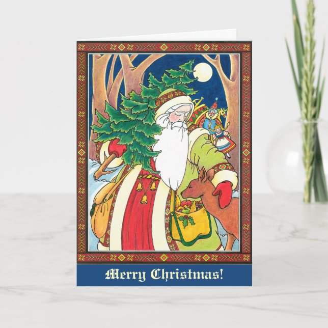 Viktorianischer Weihnachtsmann Feiertagskarte (Vorderseite)