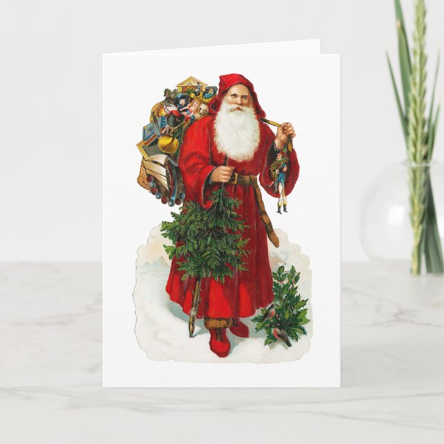 Viktorianischer Weihnachtsmann Feiertagskarte (Vorderseite)