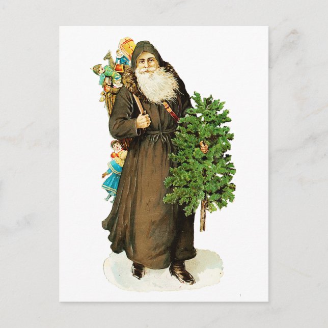 Viktorianischer Weihnachtsmann Feiertagspostkarte (Vorderseite)