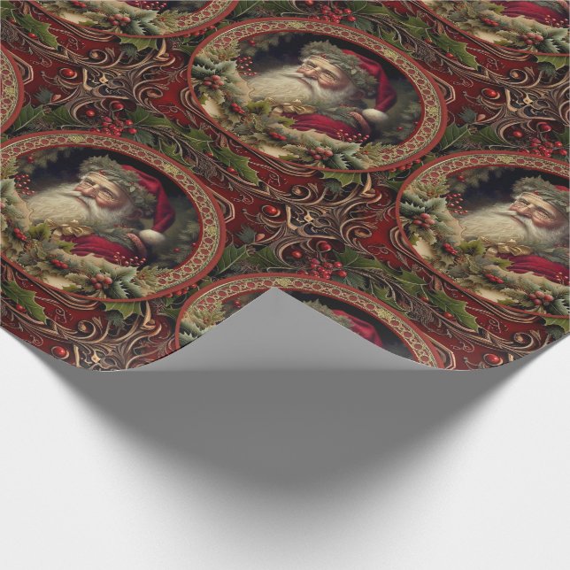 Viktorianischer Weihnachtsmann Geschenkpapier (Ecke)