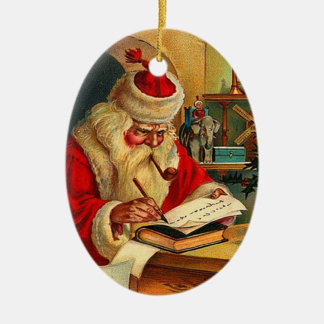 Viktorianischer Weihnachtsmann Keramik Ornament (Vorne)