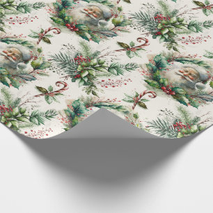 Viktorianischer Weihnachtsmann mit Holly Wrapping Geschenkpapier