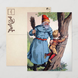 Viktorianischer Weihnachtsmann mit unartigem Kind Postkarte