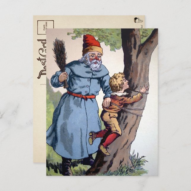 Viktorianischer Weihnachtsmann mit unheilvoller Ki Postkarte (Vorne/Hinten)