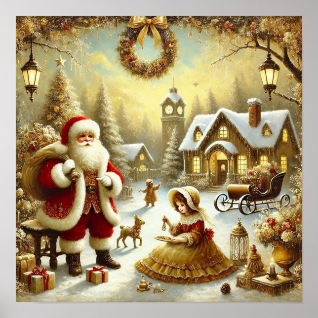 Viktorianischer Weihnachtsmann Poster (Vorne)