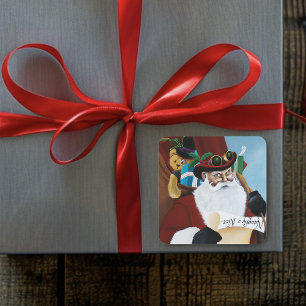 Viktorianischer Weihnachtsmann Quadratischer Aufkleber