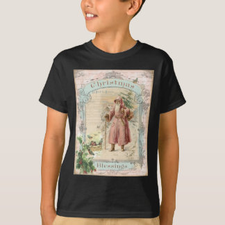 Viktorianischer Weihnachtsmann Rosa Bäume Vögel We T-Shirt