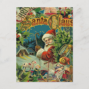 Viktorianischer Weihnachtsmann Weihnachtscollage A Feiertagspostkarte