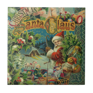Viktorianischer Weihnachtsmann Weihnachtscollage A Fliese