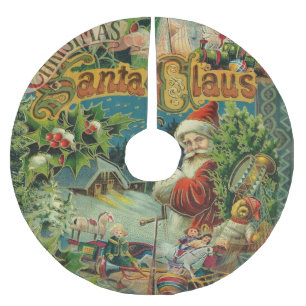 Viktorianischer Weihnachtsmann Weihnachtscollage A Polyester Weihnachtsbaumdecke