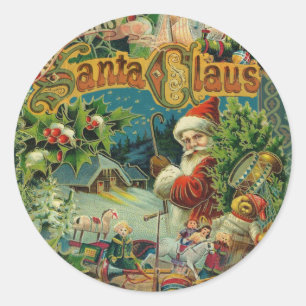 Viktorianischer Weihnachtsmann Weihnachtscollage A Runder Aufkleber