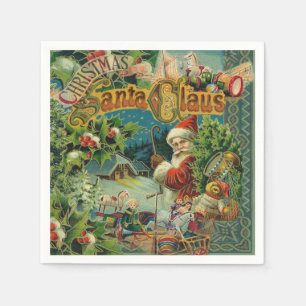 Viktorianischer Weihnachtsmann Weihnachtscollage A Serviette
