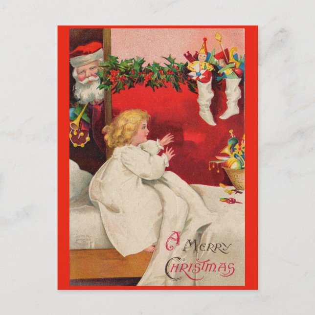 Viktorianischer Weihnachtsmorgen Frohe Weihnachten Postkarte (Vorderseite)