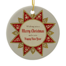 Viktorianischer Weihnachtsstern Gold rot vintage C