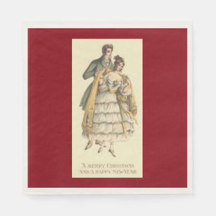 Viktorianischer Weihnachtsurlaub Couple Vintag Nap Serviette