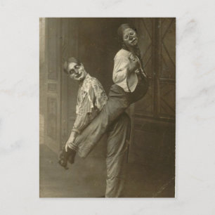 Viktorianischer Weird Zwei Clowns und ein Stunt Postkarte