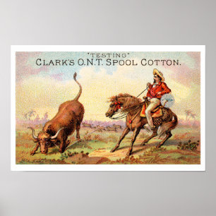 Viktorianischer Western Rodeo Spool Werbung Poster