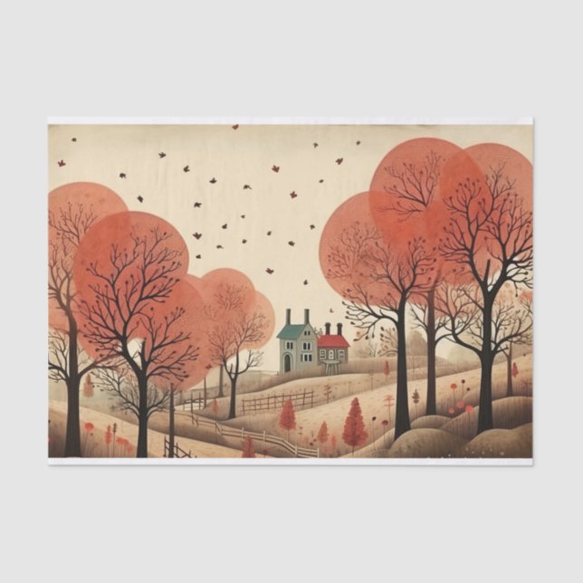 Viktorianischer Whimsischer Herbst Seidenpapier (Vorderseite)