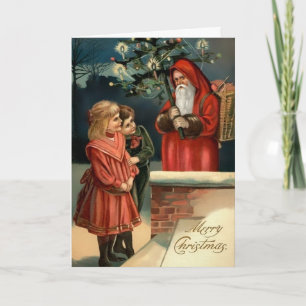 Viktorianischer wütender Weihnachtsmann mit einem Feiertagskarte