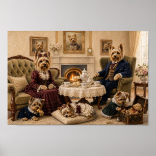 Viktorianischer Yorkshire Terrier Familienporträt  Poster