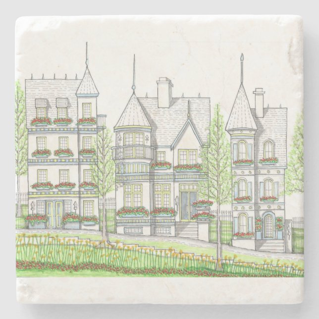 Viktorianischer Zuhause-Marble-Untersetzer Steinuntersetzer (Vorderseite)