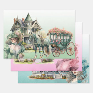 Viktorianisches 3-teiliges Set Geschenkpapier Set
