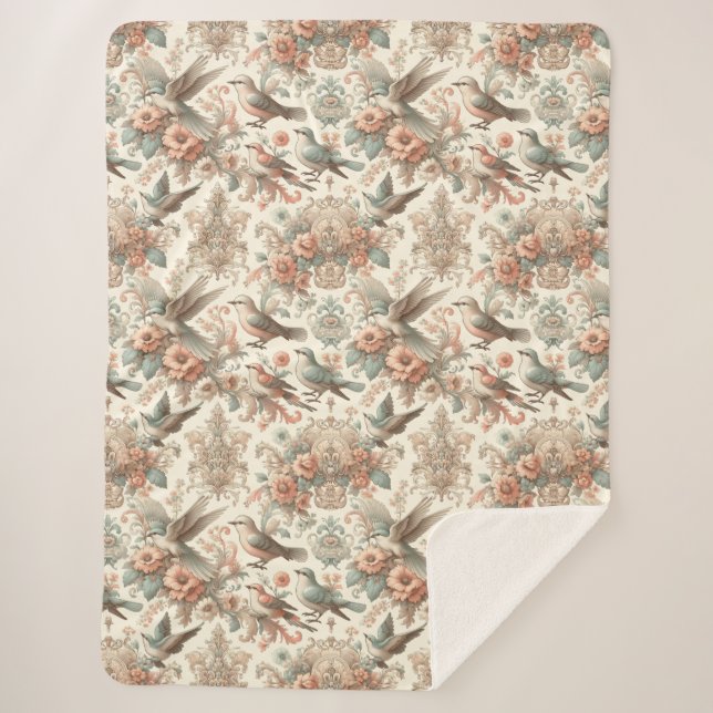 Viktorianisches Aviar: Ein Pastelgarten Sherpadecke (Vorderseite)