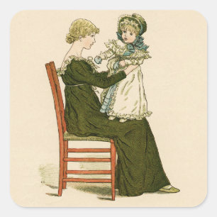 Viktorianisches Baby Greenaway Mutter Quadratischer Aufkleber
