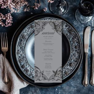 Viktorianisches Bat bis zum Tod Schwarz & Grau Hoc Menükarte