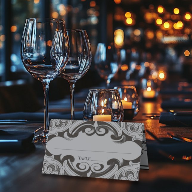 Viktorianisches Bat bis zum Tod Schwarz & Grau Hoc Platzkarte (Von Creator hochgeladen)