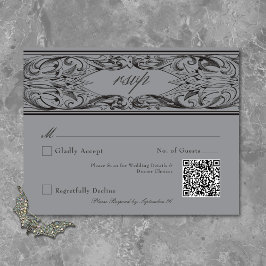 Viktorianisches Bat bis zum Tod Schwarz & Grau Hoc RSVP Karte