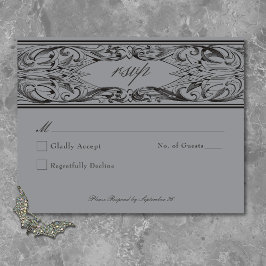 Viktorianisches Bat bis zum Tod Schwarz & Grau Hoc RSVP Karte