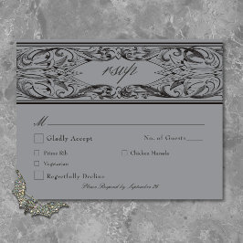 Viktorianisches Bat bis zum Tod Schwarz & Grau Hoc RSVP Karte