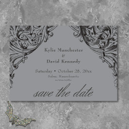 Viktorianisches Bat bis zum Tod Schwarz & Grau Hoc Save The Date