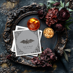 Viktorianisches Bat bis zum Tod Schwarz & Grau Hoc Serviette