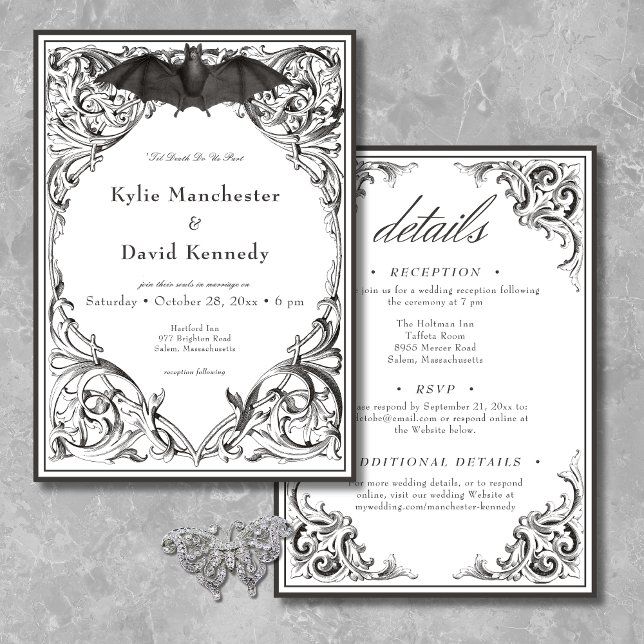 Viktorianisches Bat bis zum Tod Schwarz & Weiß zwe Einladung (Von Creator hochgeladen)