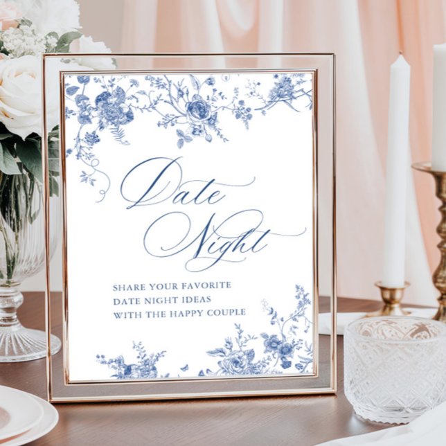 Viktorianisches blaues Französisches Blumendatum Poster (Von Creator hochgeladen)