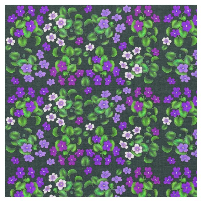 Viktorianisches blaues lila Garten-Veilchen-Gewebe Stoff (Nahaufnahme)